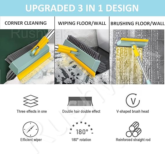 3 in 1 Tiles Cleaning Brush 3 In 1 Floor Scrub Brush With Squeegee - Image 4