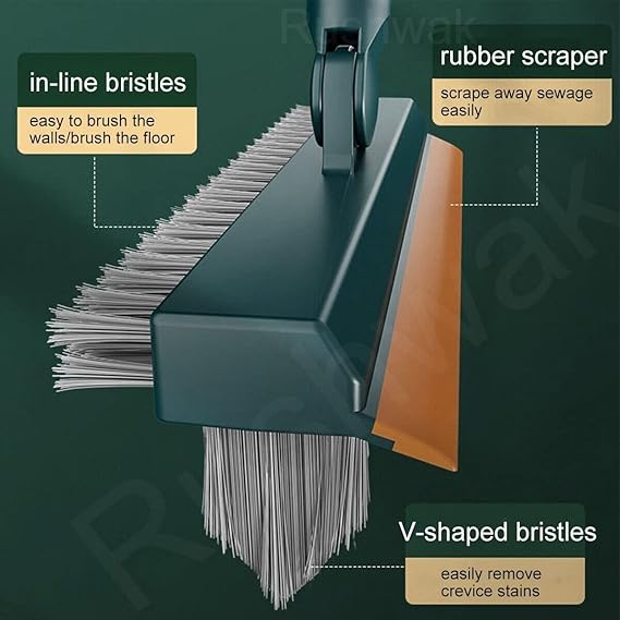 3 in 1 Tiles Cleaning Brush 3 In 1 Floor Scrub Brush With Squeegee - Image 2