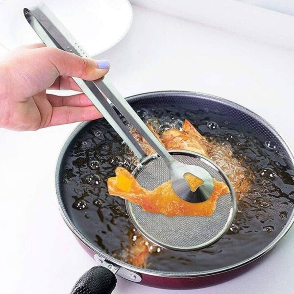 2 in 1 Fry Tool Filter Spoon Strainer with Clip
